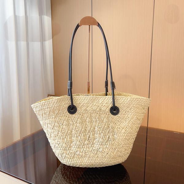 Moda mujer Anagram Basket loewees bolso de diseñador tejido a mano cuerpo abierto bolso de playa de lujo verano playa Tote tejido bolsos de hombro