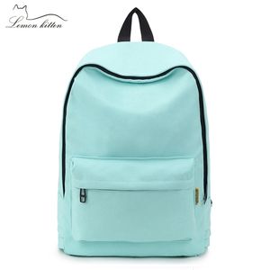 Mode femmes sac à dos couleur unie voyage sac d'école décontracté pour adolescente sac à dos femme sac à dos sac à dos Y201224