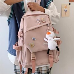 Moda feminina mochila impermeável náilon kawaii saco de escola para meninas adolescentes estudante universitário portátil mochila bonito femal rucksack187h