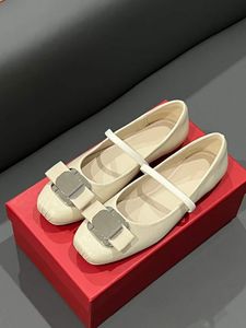 Fashion Women Ballet Flats Sandales Londres The Row Elastic Italie Trendy Ladies Square Toes napa SheepSkin Designer Professional Dance Ballerinas Sandal Box EU 35- 40