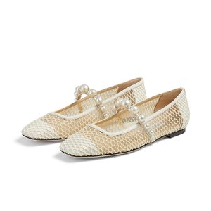 Mode Femmes Ballerines Sandales Londres ADE FLAT Italie Perles Populaires Chaîne De Cheville Embelli Grille Bout Carré Designer Ballerines De Luxe Sandale Talons Hauts EU 35-43