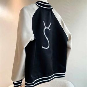 Moda feminina jaqueta de beisebol clássica com diamante embutido moletom designer jaquetas feminina casual com zíper casaco cardigã roupas esportivas