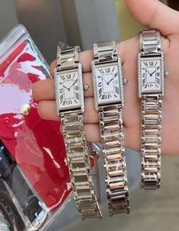 Fashion Women Blue Pointer Tank Wristwatch en acier inoxydable Rectangle Rectangle Française horloge géométrique MUST DARTZ Watch 30mm 33mm1102177