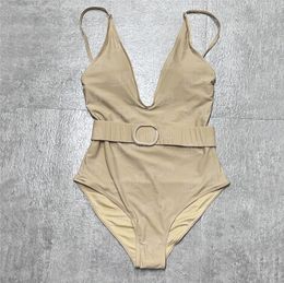 Mode Vrouwen Bodysuit Badmode Met Brief Taille Riem Ontwerp Sexy Sling Bikini Padded Badpak Voor De Zomer