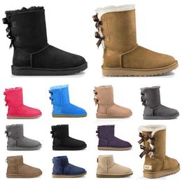 Mode Vrouwen Laarzen Zwarte Kastanje ontwerpers schoenen Enkel Outdoor Winter Sneeuw designer Boot meisjes dames Top Kwaliteit Ful Echt Leer