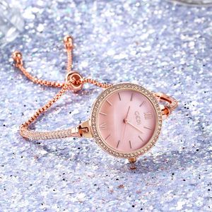 Bracelet des femmes de mode regarde Gedi Brand Rose Gold Pink Band étroit étroit Elegant Lady's Watch Simple Mimalism Casual Casual Female Wris 234i
