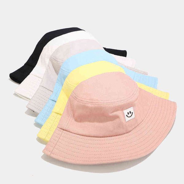 Mode Femmes Seau Chapeau Nouveau Bonbons Couleurs Sourire Visage Chapeau De Soleil Sports De Plein Air Voyage Plage Caps Pêcheurs Chapeaux Hip Hop Femme Cap G220311