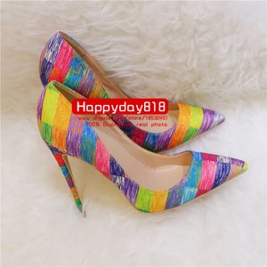 Envío gratis Moda mujer Diseñador casual dama multicolor lienzo nuevos zapatos planos con punta puntiaguda zapatos de tacón zapatos praty zapatos de novia