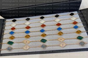 Mode Dames Charm designer Armbanden Klassieke 4 Klavertje Vier Ketting armband 18K Gouden Agaat Shell MotherofPearl voor DamesGi7265684