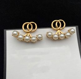 Fashion Women Charm oorbellen Designer Sieraden Nieuwe geschulpte Pearl Double Letter Brief Merk Rose Gold Earring 223316RL9083423