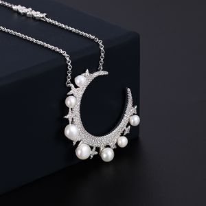 Mode femmes charme bijoux collier de perles cubique Zircon chaîne 925 argent dames boucles d'oreilles pour la fête Q0531