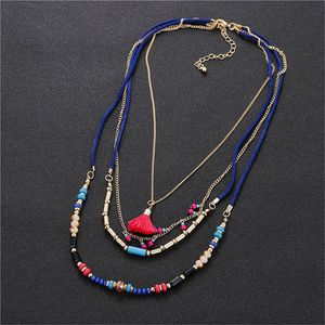 Mode Femmes Collier À Breloques Couleurs Bohème Perles Chaîne Pendentif Colliers Chaînes À Maillons Minces Avec Plusieurs Styles Boules Et Décoration De Gland