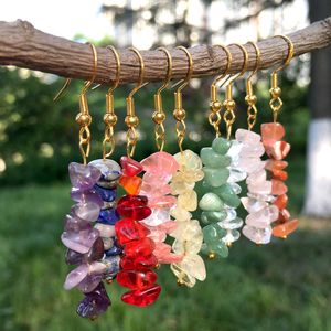 Mode femmes puce pierre boucle d'oreille bijoux cristal or boucles d'oreilles Citrine Rose Quartz gravier charme crochet boucle d'oreille cadeau d'anniversaire fête