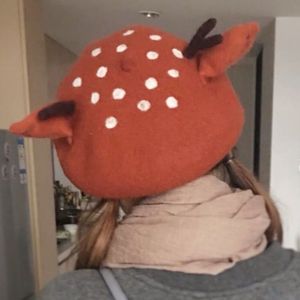 Mode-femmes Noël béret casquette mignon 3D renne bois oreilles Faux feutre peintre KLV 2019 nouvelle mode