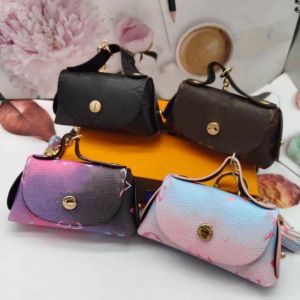 Mode Femmes Porte-monnaie Designer Porte-clés Brown Flower Totes Sac Lanyard Porte-clés Luxuy Marque Dégradé Lettre Portefeuilles Femmes Pochette avec porte-clés Sacs Porte-clés