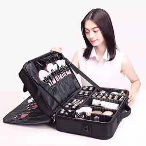 Fashion Women Cosmetic Bag Travel Makeup Professional Make -up Box Cosmetics Pouch Bags Beauty Case for Makeup Artist 240412