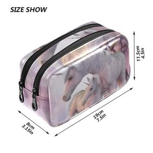 Fashion Women Cosmetic Bag Unicorn Print Professional Travel Make -Up Box Cosmetics Pouch Bags Beauty Case For Makeup Artist 240504