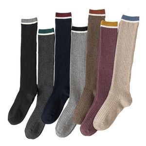 Chaussettes longues en coton pour femmes, chaussettes tricotées aux genoux rayées, Style japonais, bas de robe fantaisie Anime, hiver et automne