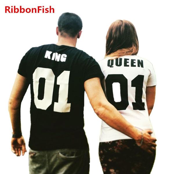 Mode Femmes Couple Amant T-Shirts Casual Lady Filles À Manches Courtes Roi et Reine Imprimer Tee Top Blusas Cadeau pour Femme Grilfriend