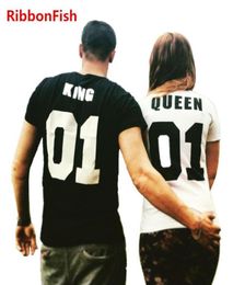 Fashion Women Couple Lover Tshirts Casual Lady Girls Girls Short Sleeve King and Queen Print Tee Top Blusas Gift For Wife Grilfriend6867984