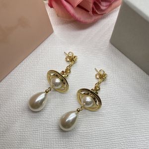 Fashion Women Designer Brand Stud -oorbellen Luxe sieraden Planet Earing Metal Pearl Saturn Gold Earring Cjeweler Woman Orecchini G878