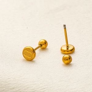 Moda Mujer Diseñador Pendientes Ear Stud Marca 18K Chapado en oro Diseñadores de acero inoxidable Geometría Letras 5 mm Mini Pendiente Fiesta de boda Joyería Estilo clásico