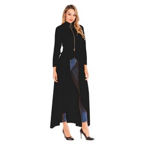 Fashion- femmes designer veste mode irrégularité stand collier trench codes printemps zipper manteaux manches à manches décontractées