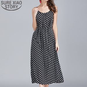 Moda mujer vestidos verano damas punto negro sin mangas A-Line Sexy gasa elegante Empire 3826 50 210510