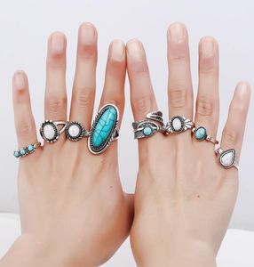 Mode Dames Elegante Cluster Ring Multidelige Set Turquoise Gepersonaliseerde Open Super Mooie Ringen voor Dames3372727