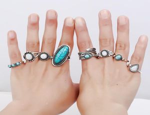 Mode Dames Elegante Cluster Ring Multidelige Set Turquoise Gepersonaliseerde Open Super Mooie Ringen voor Dames8252775