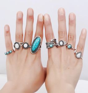 Mode Vrouwen Elegante Cluster Ring MultiPiece Set Turquoise Gepersonaliseerde Open Super Mooie Ringen voor Vrouwen6853713