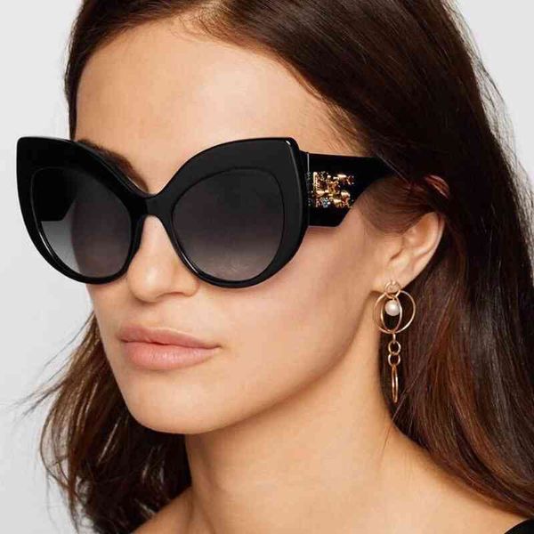 Lunettes de soleil yeux de chat en diamant pour femmes européennes américaines à grande monture
