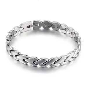 Mode femmes femme SilverTree Bracelets géomertiques en acier zircone santé aimants énergie Bracelets bijoux 240227