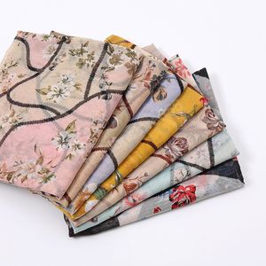 Mode Vrouwen Floral Patchwork Viscose Sjaal Dame Print Voile Sjaals en Wraps Dunne Pashmina Stole Bufandas Moslim Hijab