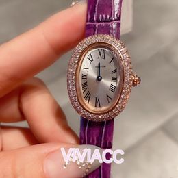 Relojes ovalados geométricos a la moda para mujer, reloj de cuero genuino para mujer, reloj de baño de cuarzo con zafiro Digital romano de acero inoxidable de 32mm