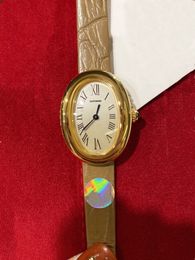 Mode Dames Geometrische Ovale Horloges Saffier Roestvrij Staal Romeins Aantal Horloge Vrouwelijke Kaki Lederen Quartz Klok 32mm