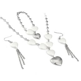 Fashion vrouwen meisje kleur harten ketting roestvrij staal harten zoals ketting oorbellen armband sieraden sets voor vriendin cadeau 240524