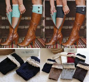 Calentadores de piernas de moda para mujer y niña, medias de punto, botón de punto de ganchillo, botas con adorno de encaje blanco, calcetines, mallas ajustadas, regalo en 9 colores
