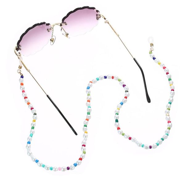 Fashion Femmes Lunettes Chaîne blanc perle Colorful Beded Eyeglass Lonyard Anti Slip Sunglasses Slectacles Cord Cords Accessoires 6794185