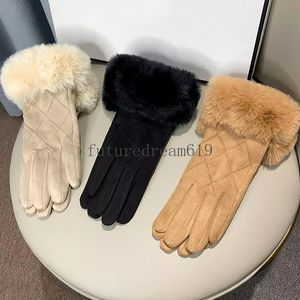 Mode Vrouwen Handschoenen Herfst Winter Harige Warme Lange Vinger Wanten Outdoor Sport Vrouwelijke Verdikte Touchscreen Handschoenen