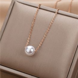 Fashion Women Gold Artificial Pearl Pendant kettingen Designer ketting Charm sleutelbeenketen Hangketen Kristal Kubieke Zirkonia Bruiloftsieraden