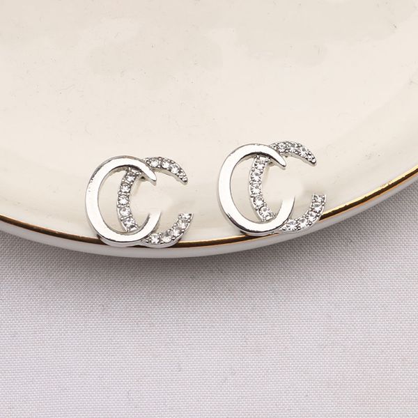 Mode Femmes Plaqué Or Métal Designer Oreille Boucles D'oreilles Marque Designers Géométrie Ronde G-lettres Cristal Strass Boucle D'oreille De Mariage