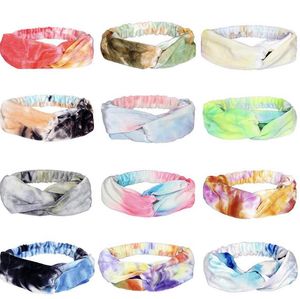 Mode Vrouwen Haaraccessoires Band Geverfde Hoofdbanden Sport Yoga Cross Hairbands Wide Turban Head Wrap Elastische Headwrap 12 Designs BT6560