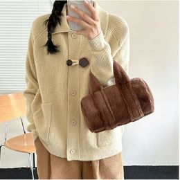 Mode femmes sac à main paresseux mignon en peluche sac à main de haute qualité faux lapin cheveux cylindre sac sacs pour dames 240104