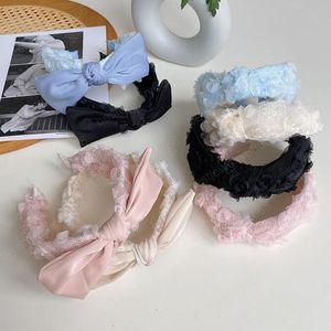 Mode femmes bandeau dentelle fleur bandeau gros nœud papillon chapeaux doux décontracté Turban cheveux accessoires