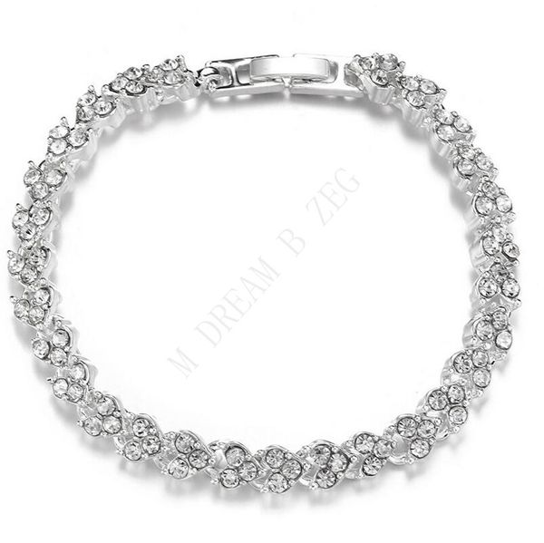 Mode femmes coeur romain bracelet clair zircon cristal bracelet strass bracelet accessoires de mode diamant incrusté bijoux