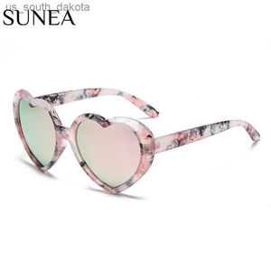 Moda Feminina Óculos de Sol Polarizados Formato do Coração Tons UV400 Vintage Gradient Frame Eyewear Feminino Rosa Verde Lente Óculos de Sol L230523