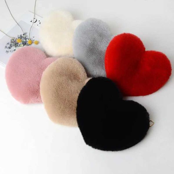 Moda mujer bolsos en forma de corazón lindo kawaii piel sintética crossbody bolsas billetera monedero cadena de peluche bolso de hombro señora bolso 220923