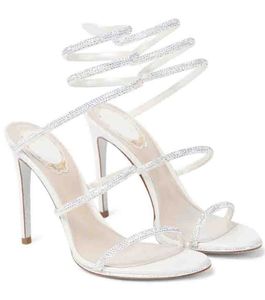 Parfait femmes sandale strass chaussures été Margot bijou sandales chaussures pour femmes celo cristal serpent talon à lanières hauts talons aiguilles dame élégante marque pompes