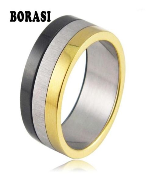 Bijoux de la mode 316L Anneaux en acier inoxydable SING GLAZED EXAGEMENT EXAGNÉS SLIPPY 3 COLORS COLAST COFFORM PARTER RING POUR MENWOMEN180042082390822